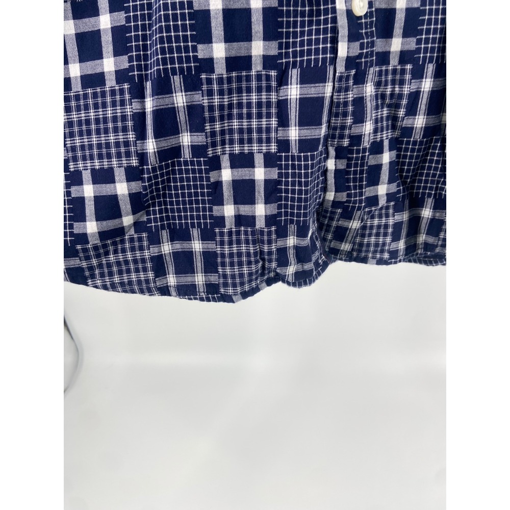 Club Room Mens Size XL Blue/ White Plaid Patchwork Long Sleeve Button Down Shirt - Picture 7 of 12